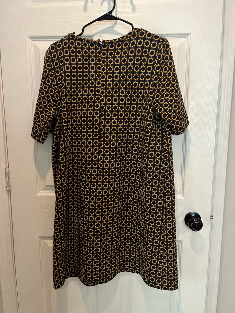 Midi Dark Blue and Yellow Patterned Knit Dress - Picture 3 of 5